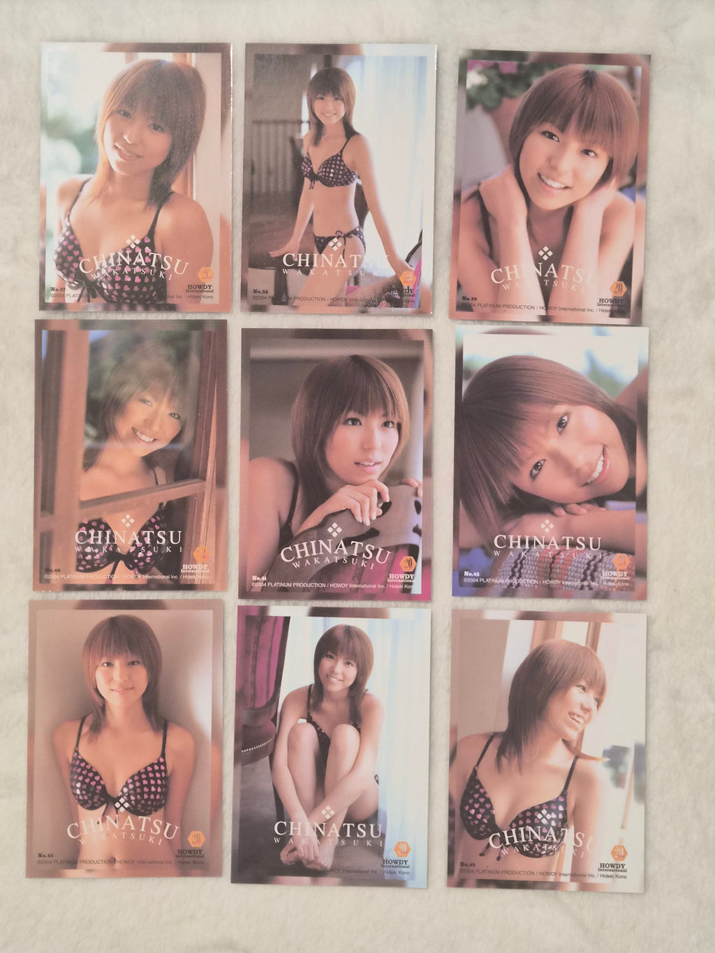 Chinatsu Wakatsuki 2004 Platinum Productions 9-Card Set – Black Pink Hearts Bikini – Japanese Gravure Idol Trading Cards