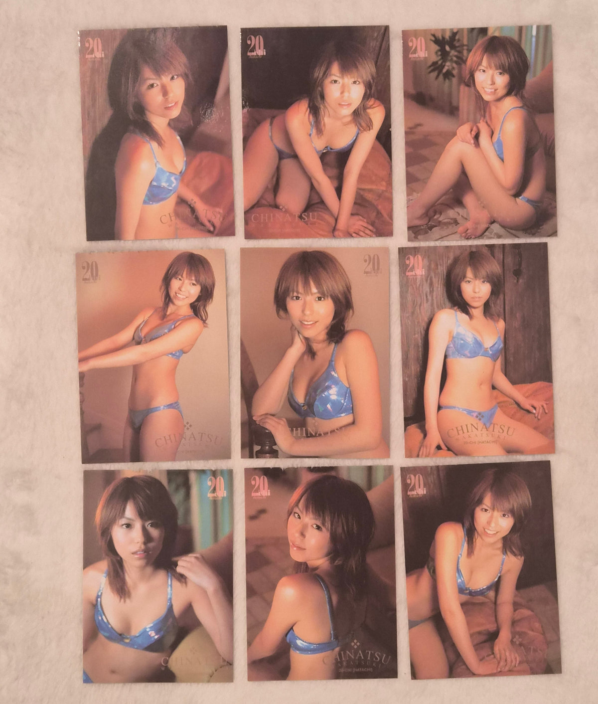 Chinatsu Wakatsuki 2004 Platinum Productions 9-Card Set – Blue Bikini Set – Japanese Gravure Idol Trading Cards