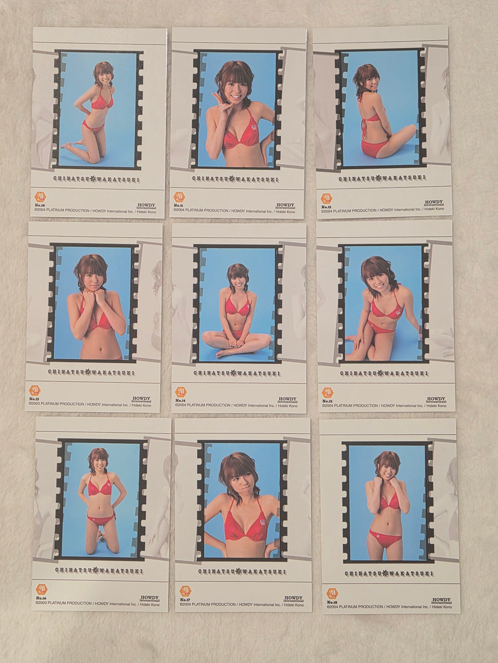 Chinatsu Wakatsuki 2004 Platinum Productions 9-Card Set – Red Bikini Set – Japanese Gravure Idol Trading Cards