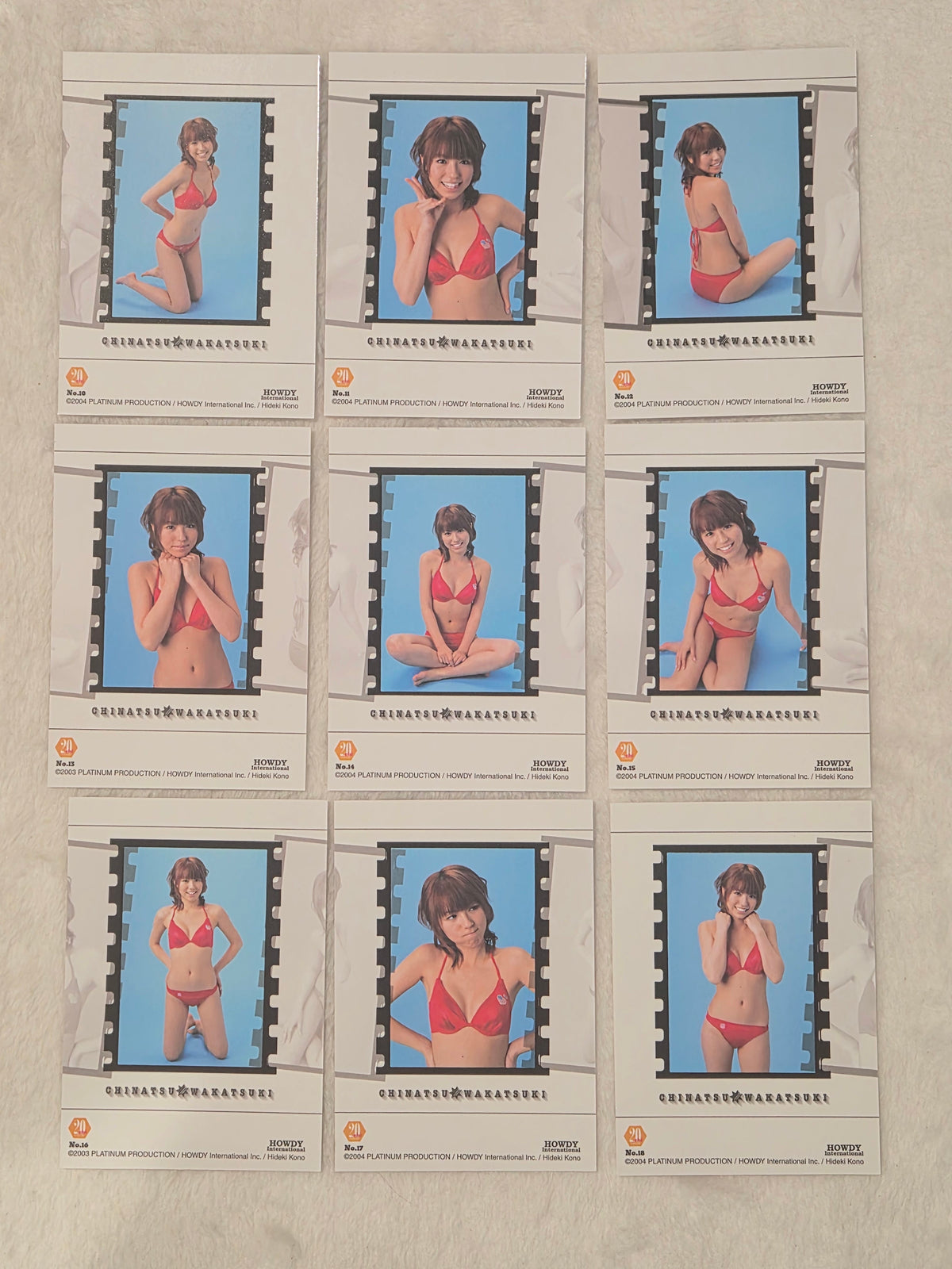 Chinatsu Wakatsuki 2004 Platinum Productions 9-Card Set – Red Bikini Set – Japanese Gravure Idol Trading Cards