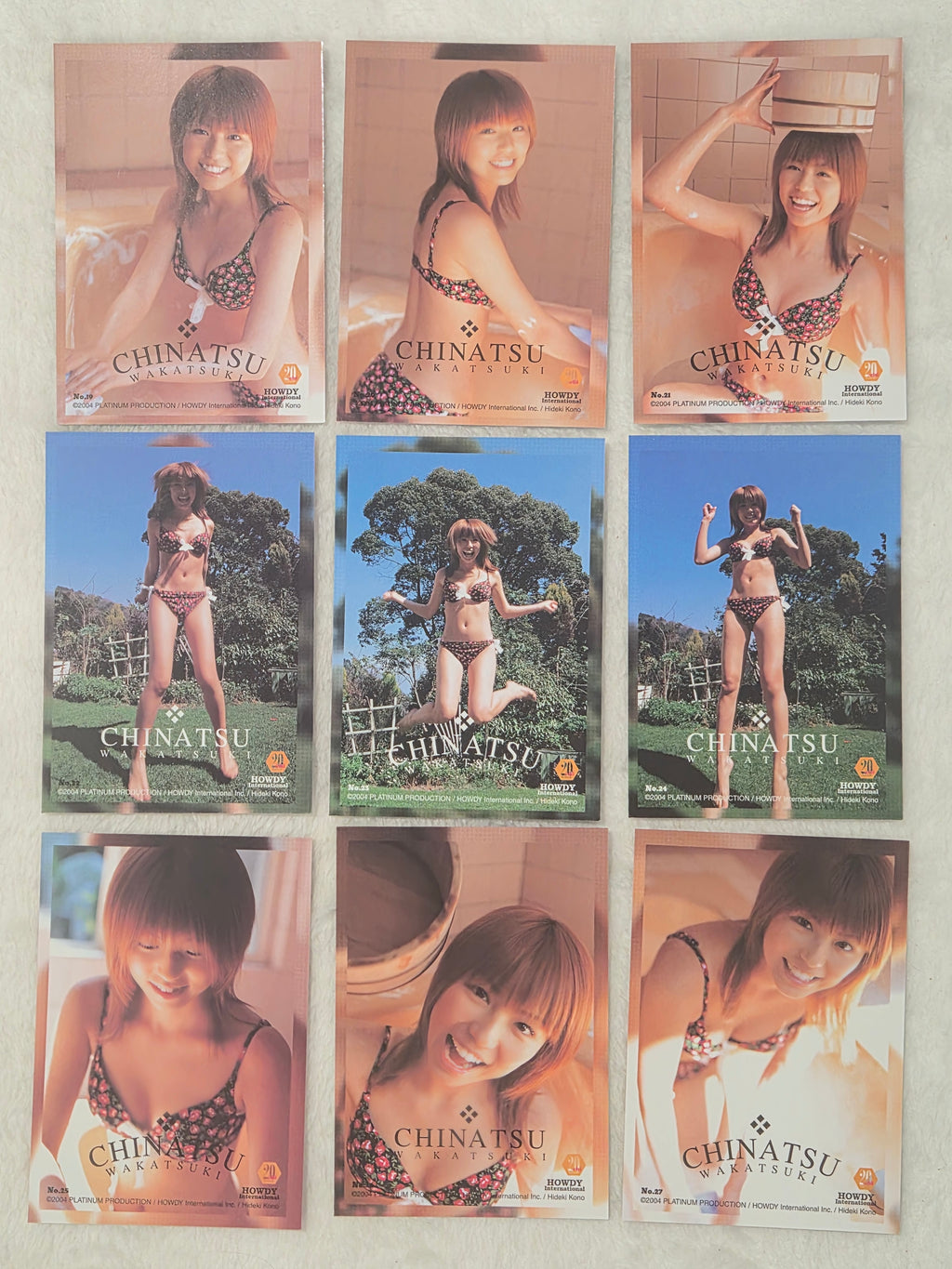Chinatsu Wakatsuki 2004 Platinum Productions 9-Card Set – Flower Bikini Set – Japanese Gravure Idol Trading Cards