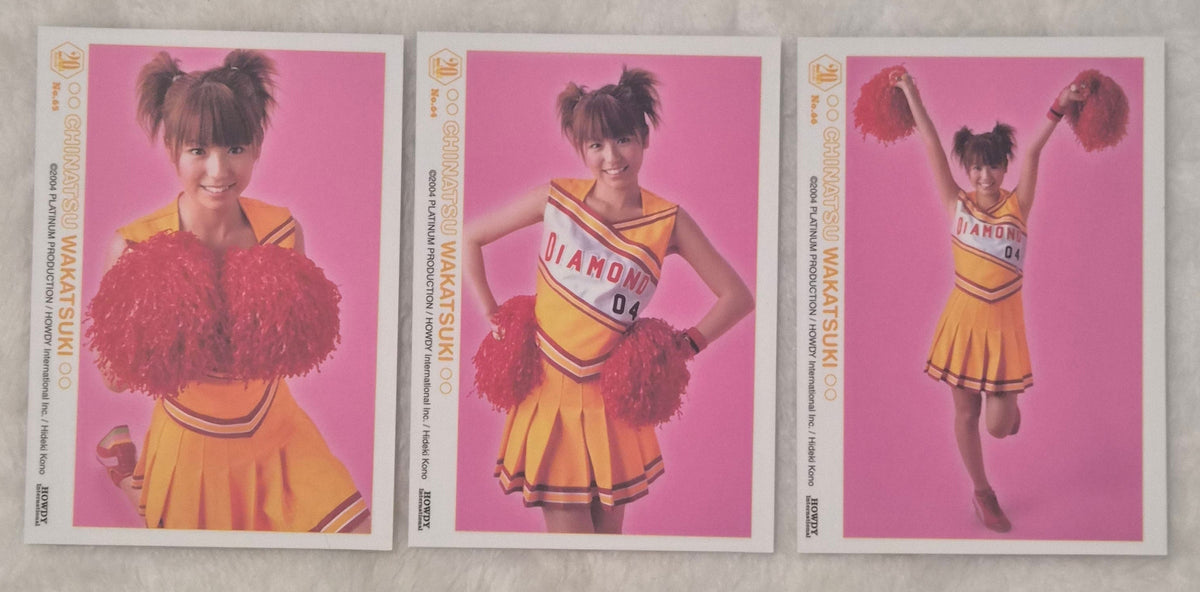Chinatsu Wakatsuki 2004 Platinum Productions 3-Card Set – Cheerleader Set – Japanese Gravure Idol Trading Cards