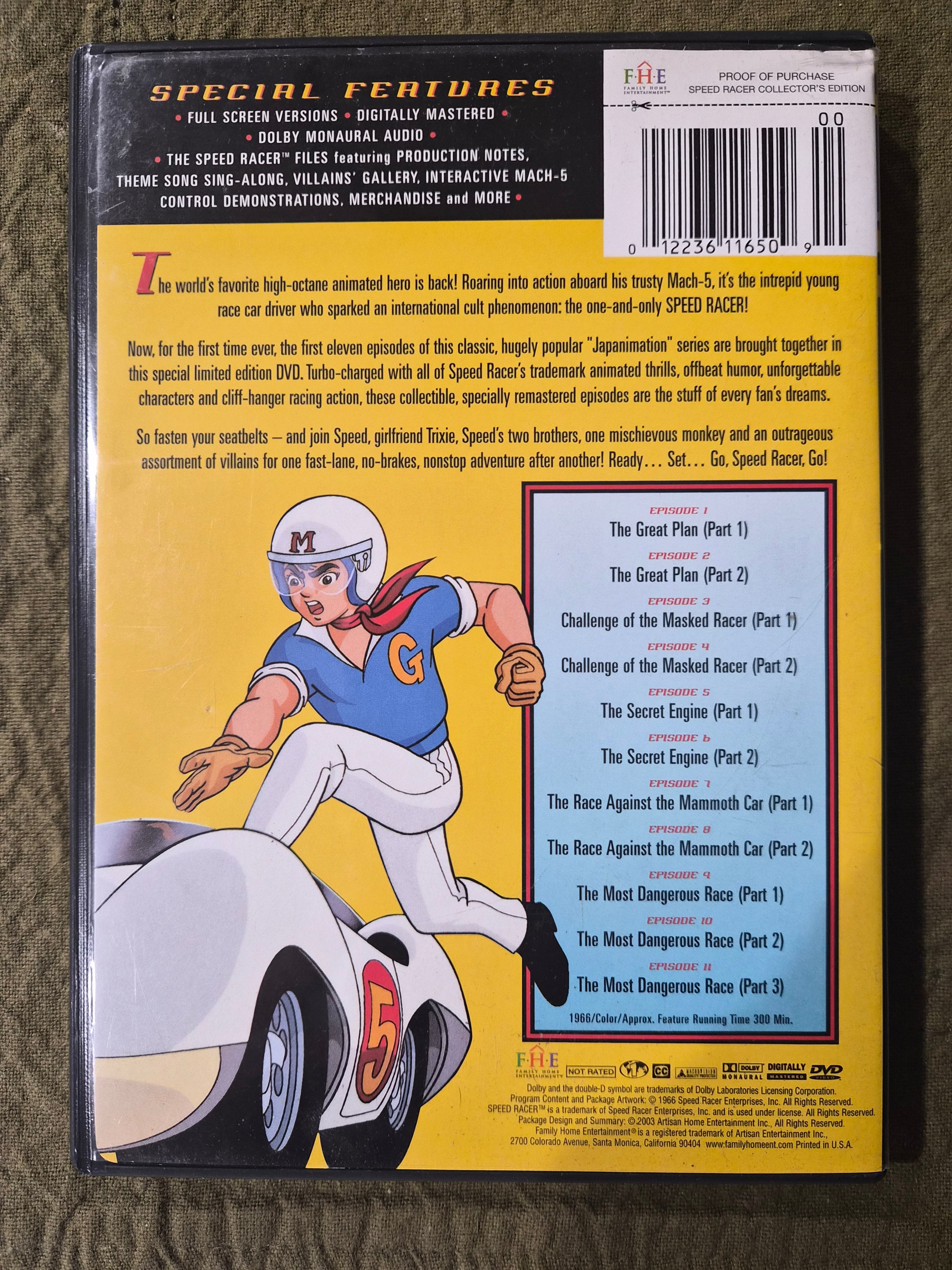 Speed Racer Collector’s Edition DVD Set – 2003 – 11 Episodes – Original 1966 Anime Series – Insert Included