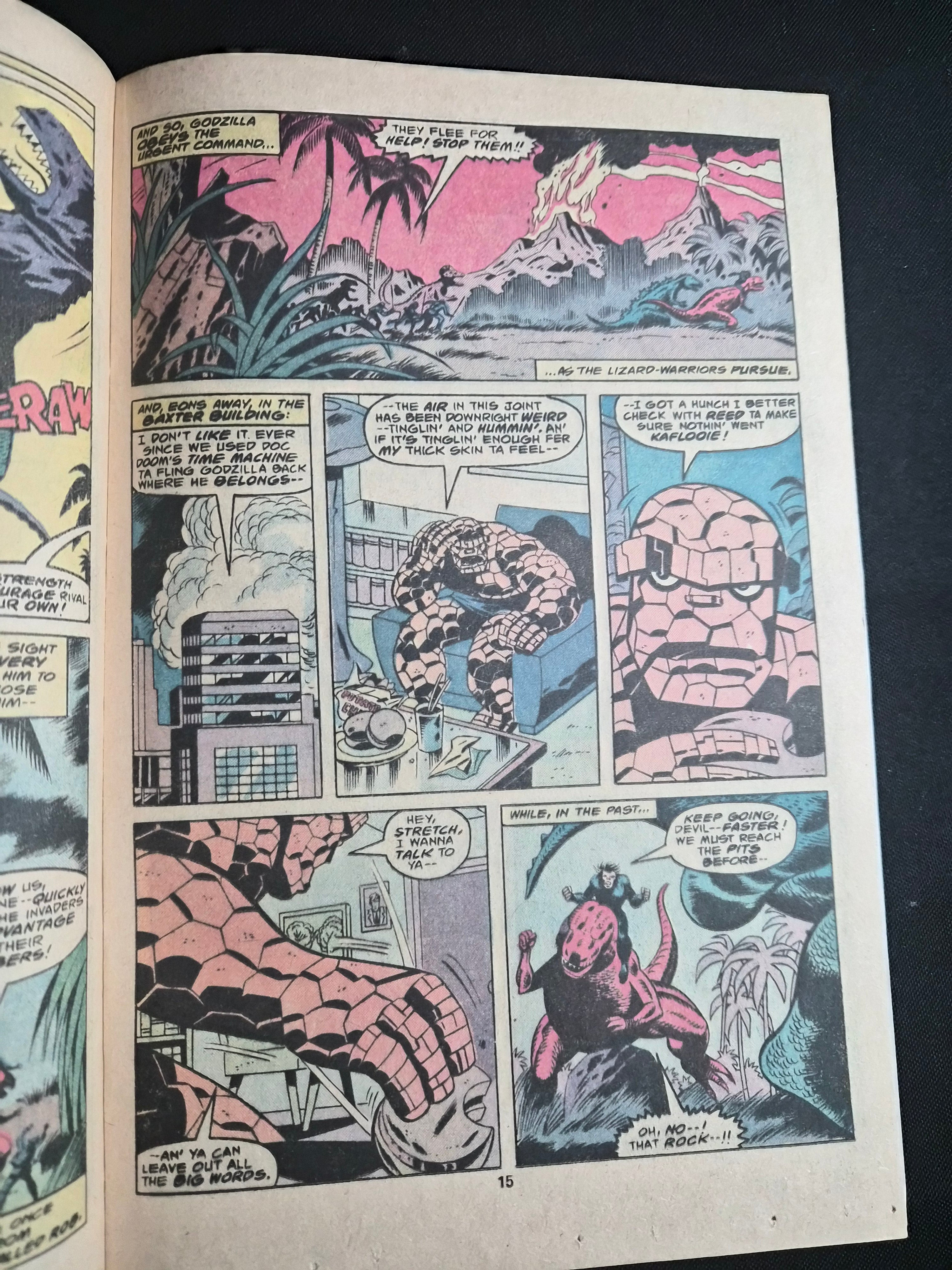 Godzilla #22 – Marvel Comics (1979) – “The Devil and the Dinosaur!” – Devil Dinosaur / Fantastic Four – Fine Condition