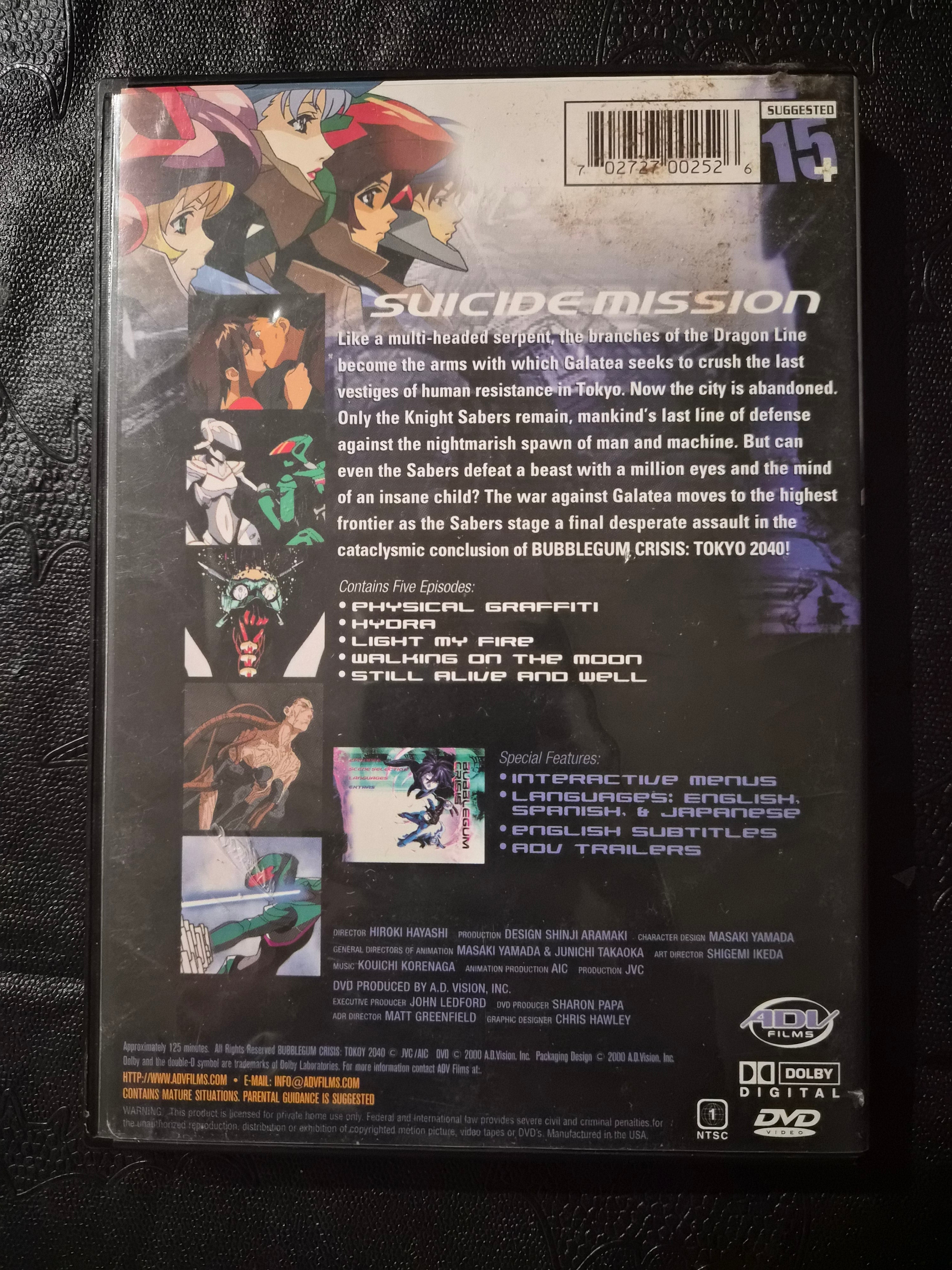Bubblegum Crisis: Tokyo 2040 Vol. 6 “For All Mankind” DVD – Region 1 NTSC – ADV Films